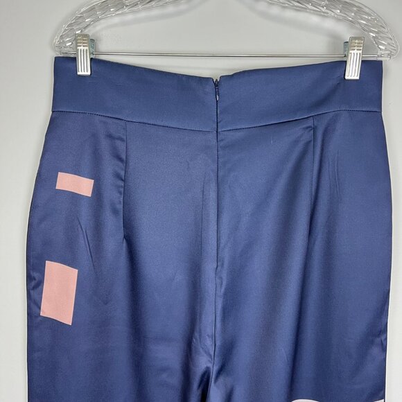 Koandaily Womens Pixel Print Pants High Waisted Blue Gray Colorblock size 12 - Picture 5 of 10